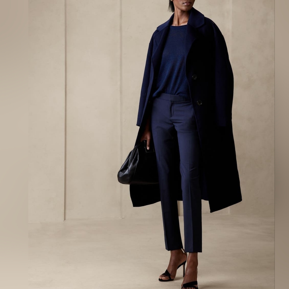 Banana Republic Ryan Slim Wool-Blend Pant 2 Petite | Navy Blue